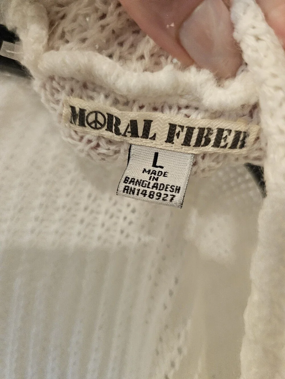Moral Fiber Ivory Lace-Up Back Knit Cardigan